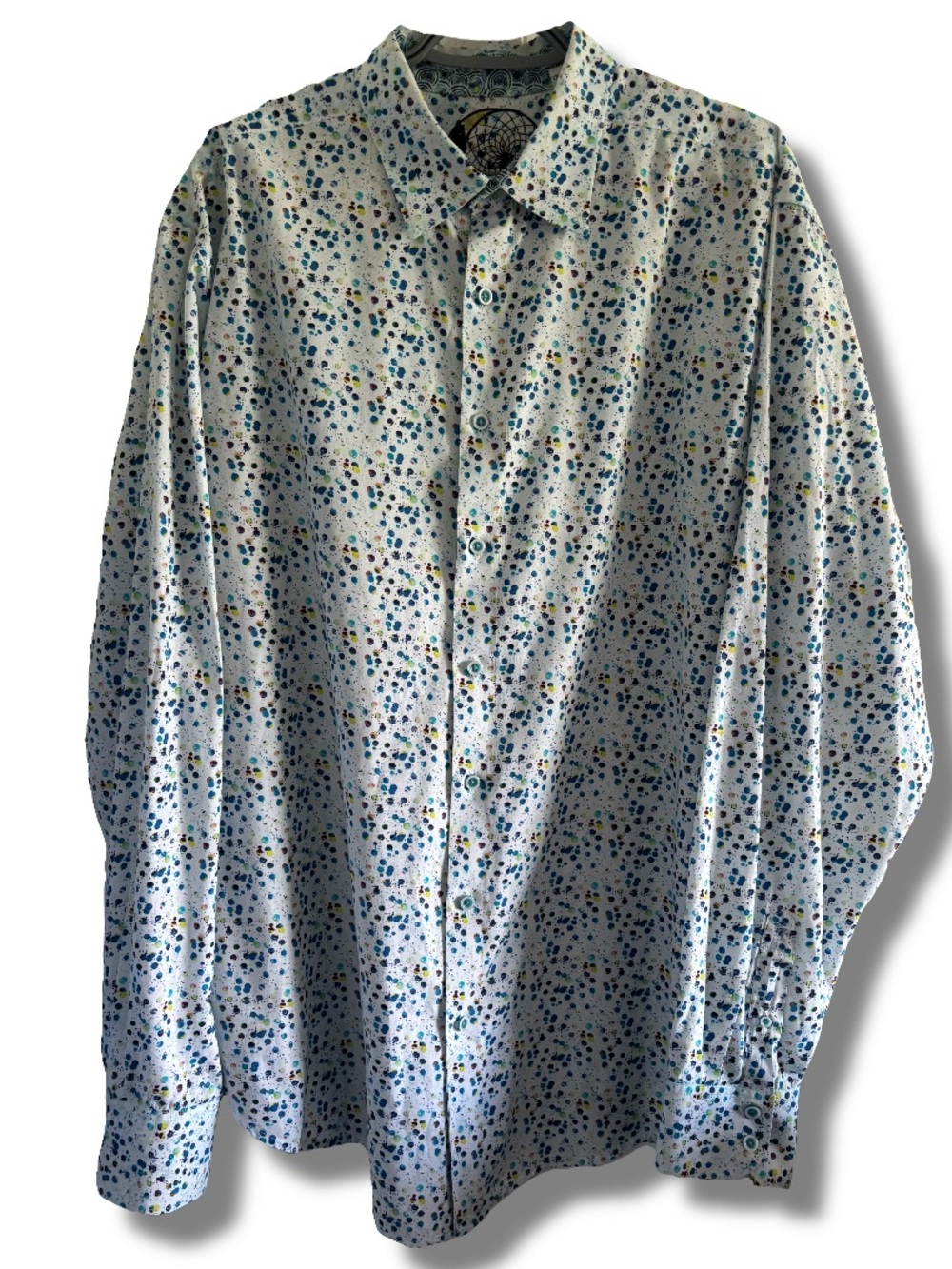 Robert Graham Geometric Pattern Flip
Cuff Button Up Long Sleeve Shirt Size 1XLT
